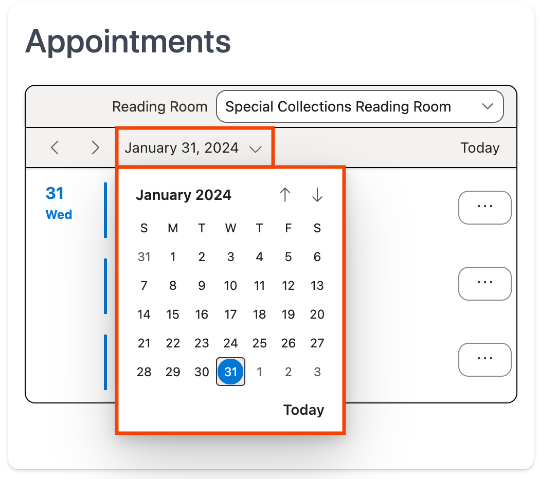 Calendar dropdown tool
